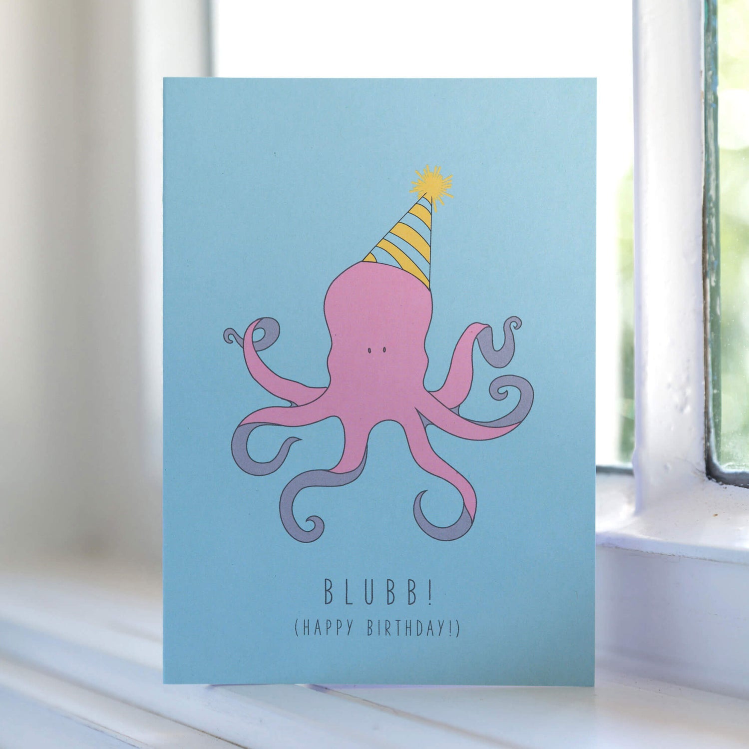 GEBURTSTAGSKARTE KRAKE &quot;BLUBB - HAPPY BIRTHDAY&quot; in mint und rosa  von My Pretty Circus | GC-OCT1605-MI