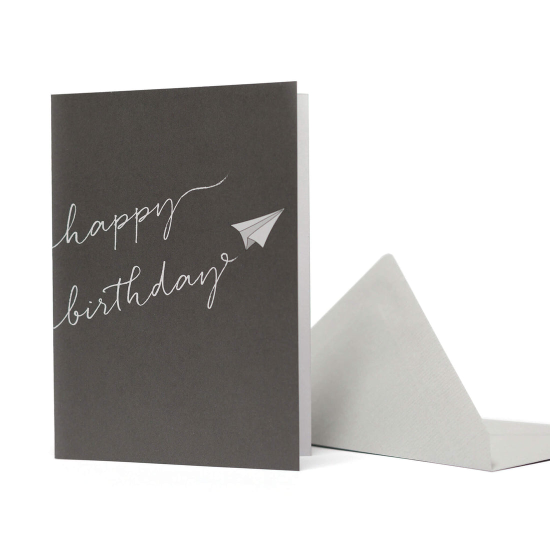GEBURTSTAGSKARTE PAPIERFLIEGER schreibt "HAPPY BIRTHDAY" - dunkelgrau von My Pretty Circus | GC-PAP1616-DG