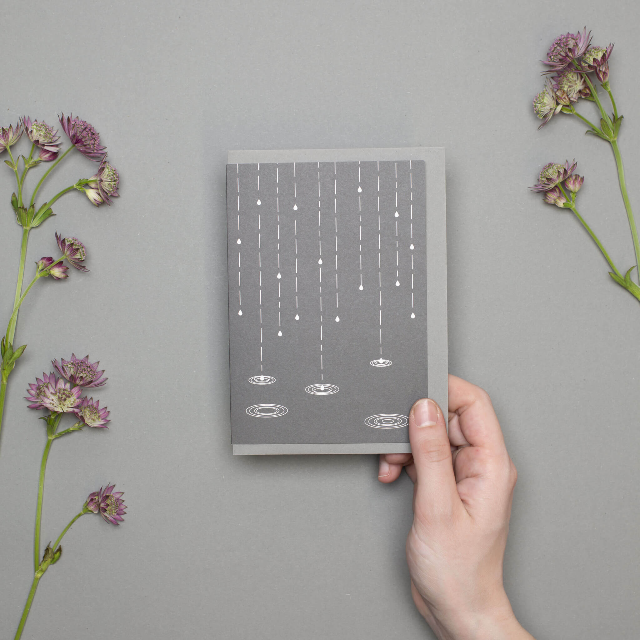 TRAUERKARTE MIT REGENTROPFEN ohne Text in braun  von My Pretty Circus | GC-RAI1802-BR