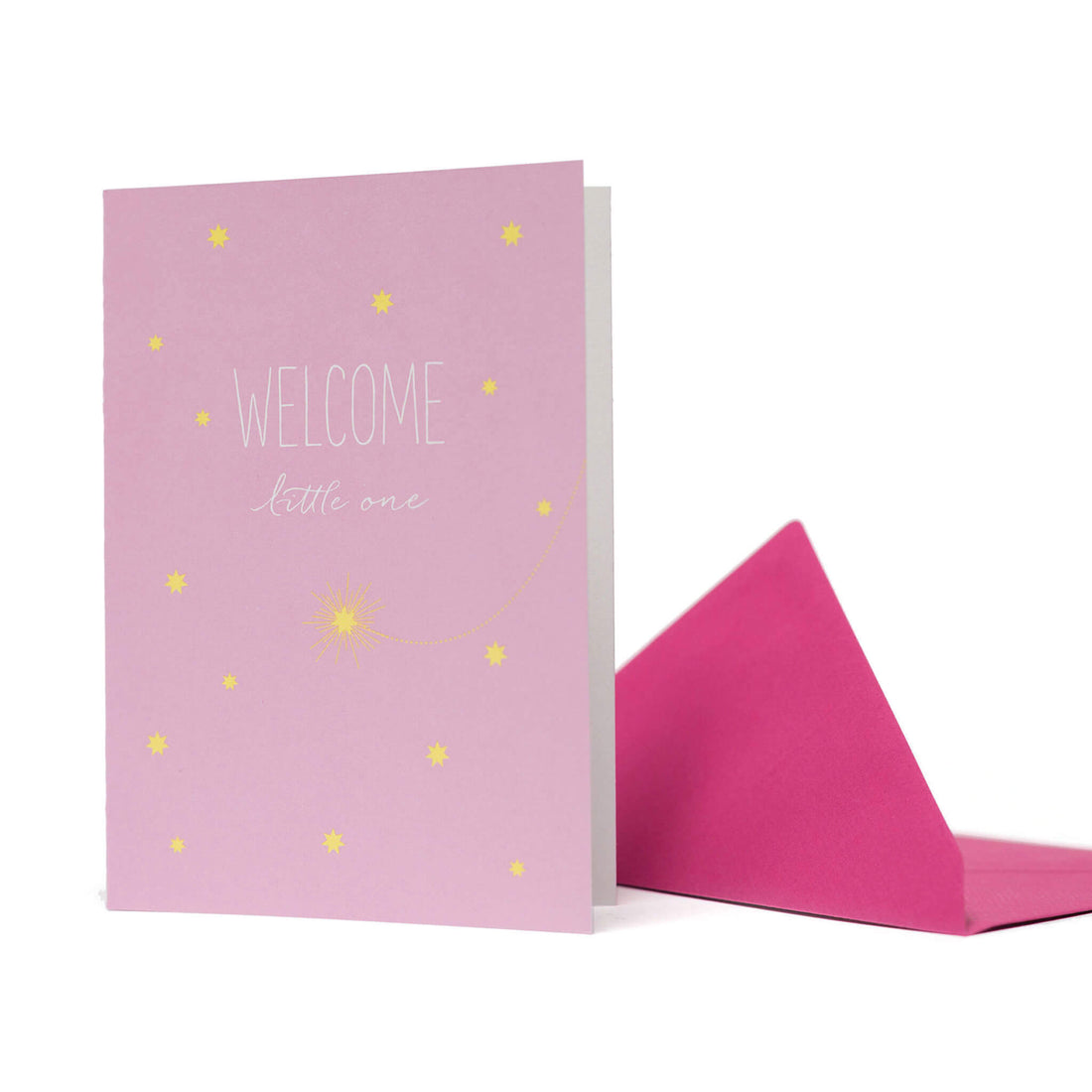 GEBURTSKARTE &quot;WELCOME LITTLE ONE&quot; mit Sternschnuppe in rosa von My Pretty Circus | GC-SHO1607-LP