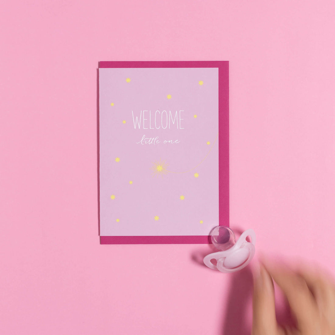 GEBURTSKARTE &quot;WELCOME LITTLE ONE&quot; mit Sternschnuppe in rosa von My Pretty Circus | GC-SHO1607-LP
