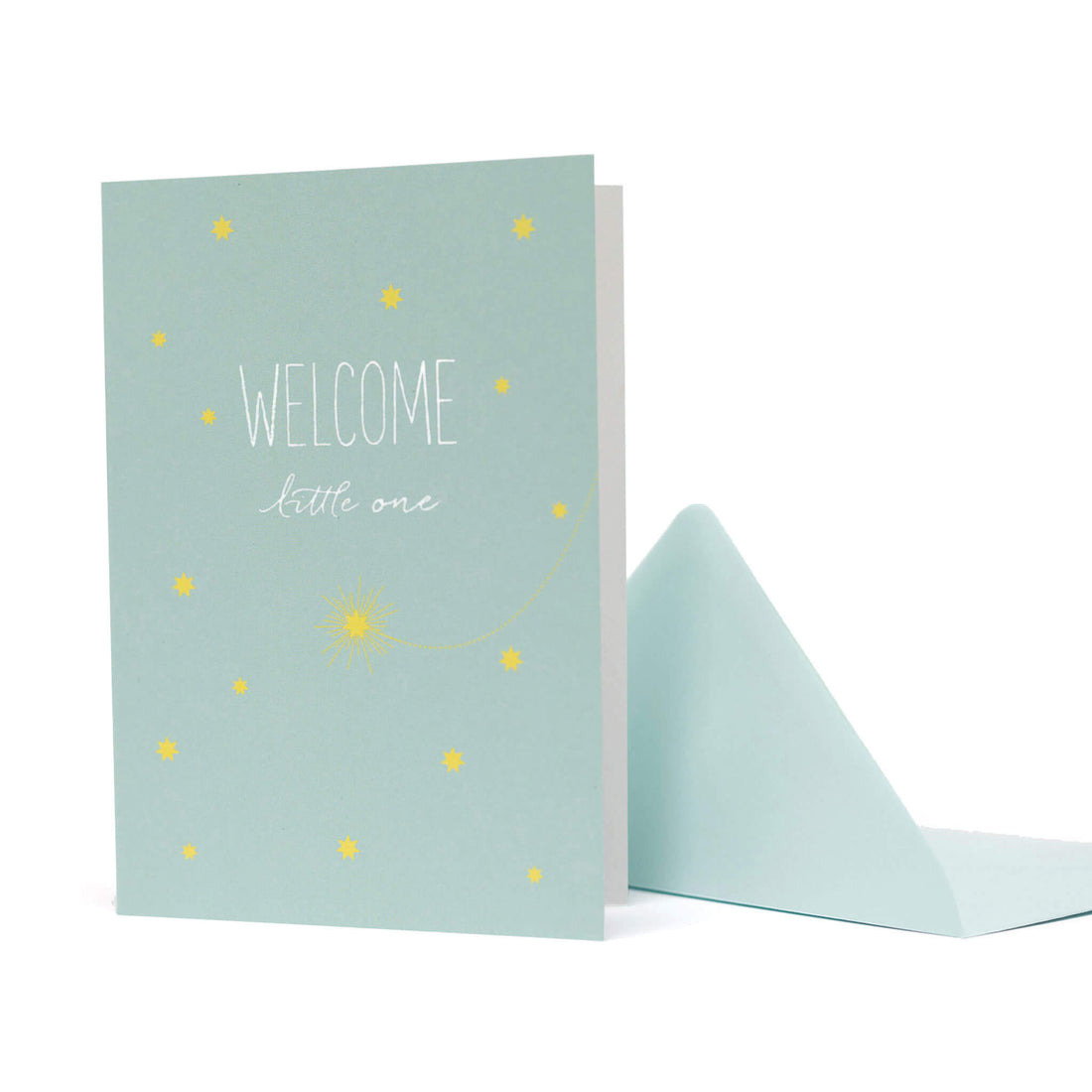 GEBURTSKARTE &quot;WELCOME LITTLE ONE&quot; mit Sternschnuppe in mint von My Pretty Circus | GC-SHO1608-MI