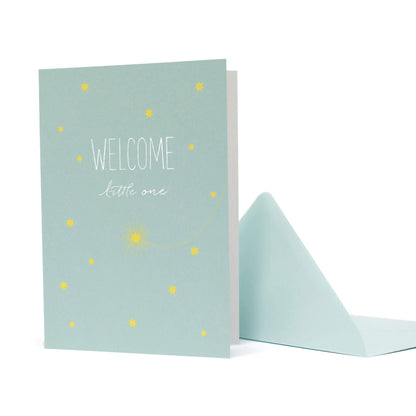 GEBURTSKARTE &quot;WELCOME LITTLE ONE&quot; mit Sternschnuppe in mint von My Pretty Circus | GC-SHO1608-MI