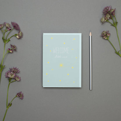 GEBURTSKARTE &quot;WELCOME LITTLE ONE&quot; mit Sternschnuppe in mint von My Pretty Circus | GC-SHO1608-MI
