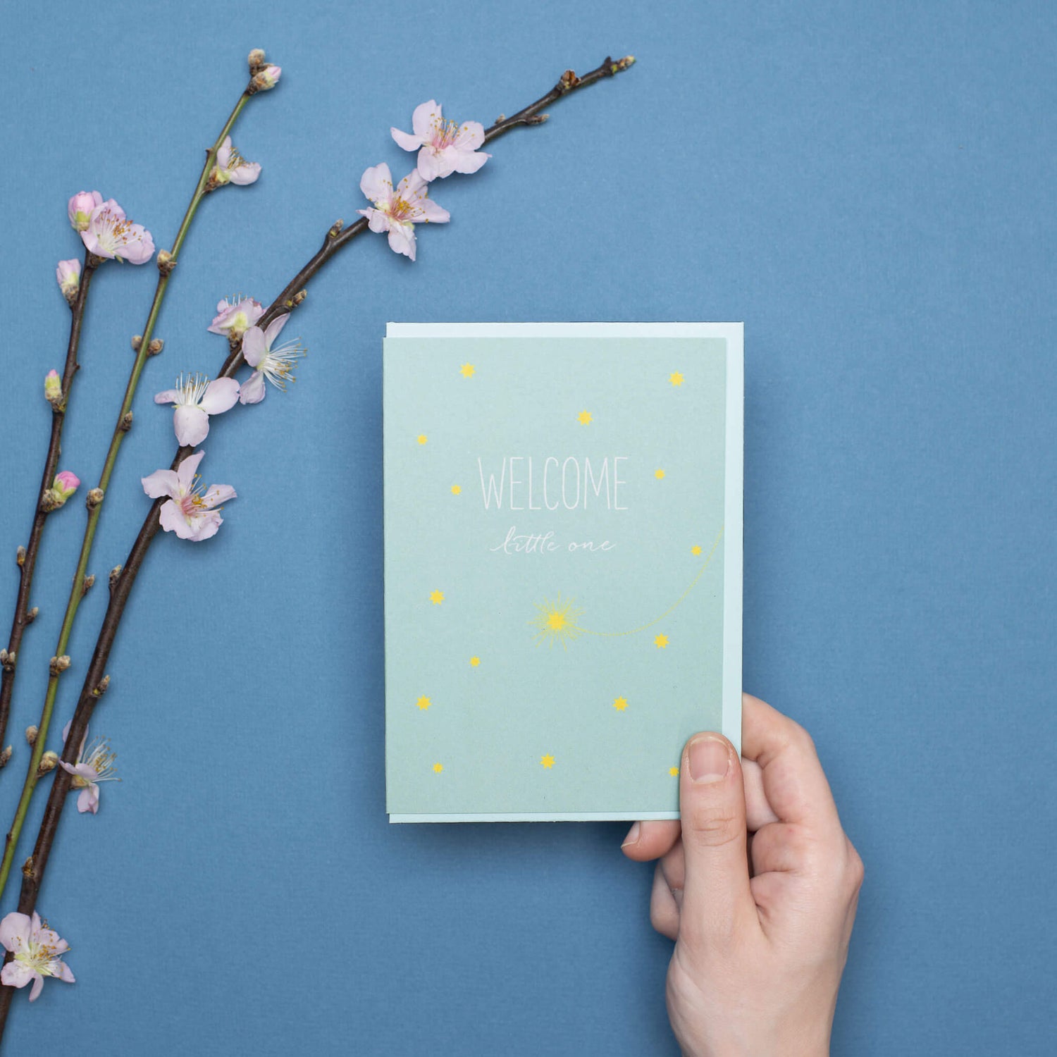 GEBURTSKARTE &quot;WELCOME LITTLE ONE&quot; mit Sternschnuppe in mint von My Pretty Circus | GC-SHO1608-MI