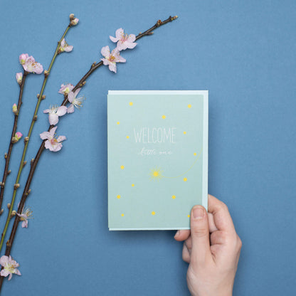 GEBURTSKARTE &quot;WELCOME LITTLE ONE&quot; mit Sternschnuppe in mint von My Pretty Circus | GC-SHO1608-MI