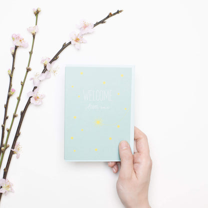 GEBURTSKARTE &quot;WELCOME LITTLE ONE&quot; mit Sternschnuppe in mint von My Pretty Circus | GC-SHO1608-MI