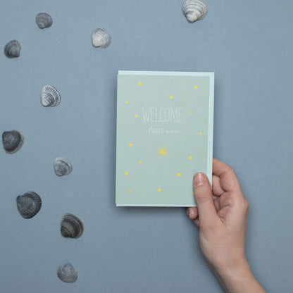 GEBURTSKARTE &quot;WELCOME LITTLE ONE&quot; mit Sternschnuppe in mint von My Pretty Circus | GC-SHO1608-MI