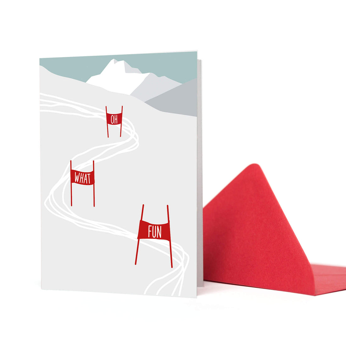 WINTERLICHE KARTE &quot;OH WHAT FUN&quot; - Skipiste in den Bergen von My Pretty Circus | GC-SKI2050-WH