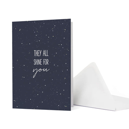GRUSSKARTE &quot;THEY ALL SHINE FOR YOU&quot; mit Sternenhimmel in dunkelblau von My Pretty Circus | GC-STA2201-DB
