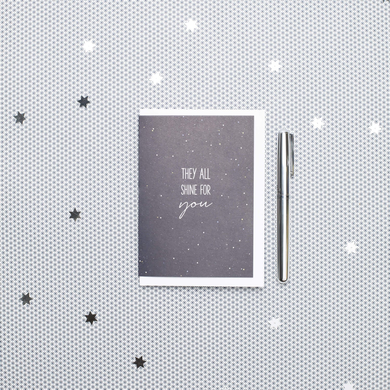 GRUSSKARTE &quot;THEY ALL SHINE FOR YOU&quot; mit Sternenhimmel in dunkelblau von My Pretty Circus | GC-STA2201-DB