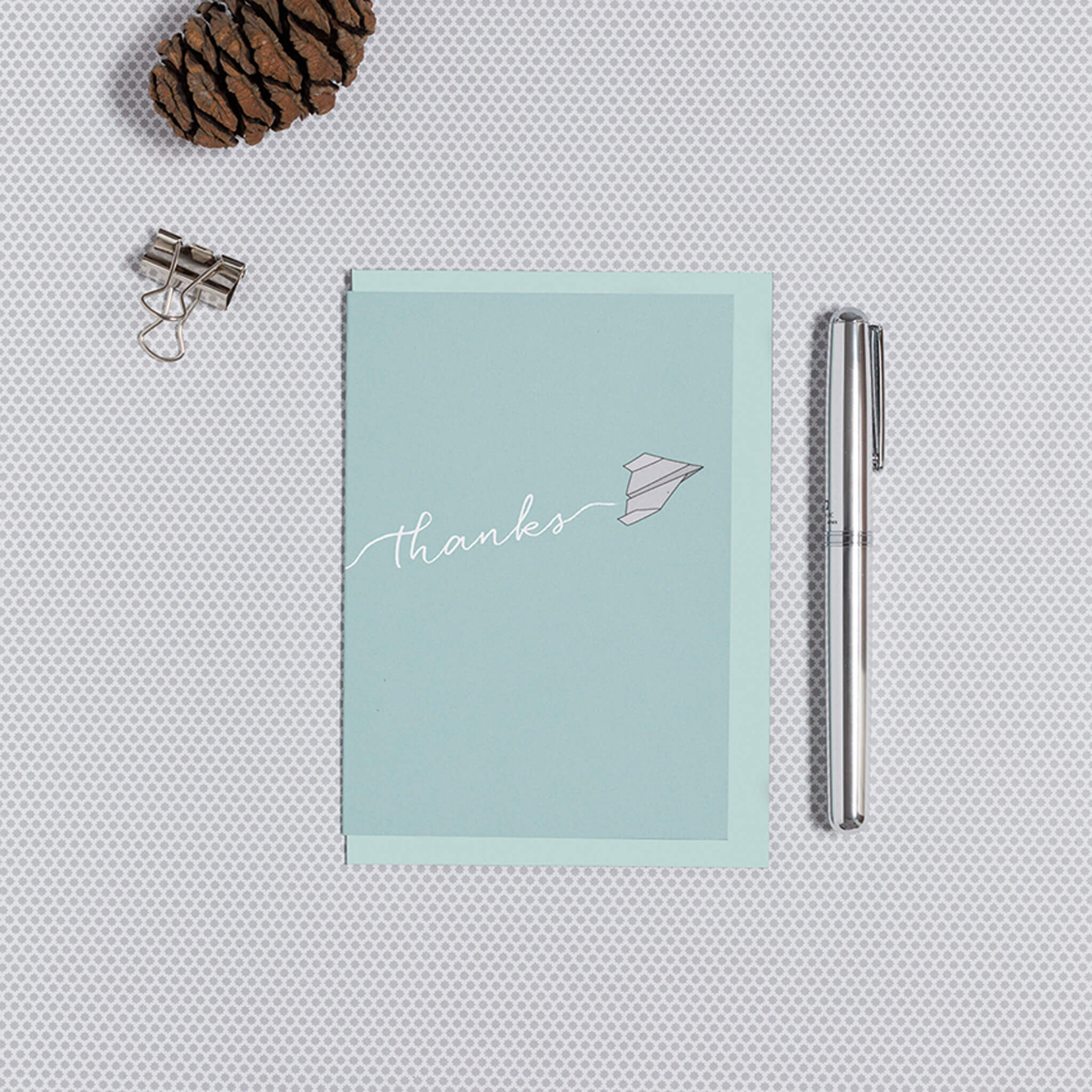 DANKESKARTE &quot;THANKS&quot; mit Papierflieger in mint von My Pretty Circus | GC-THA1618-MI