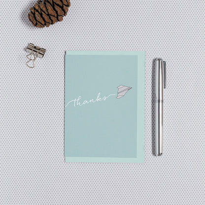 DANKESKARTE &quot;THANKS&quot; mit Papierflieger in mint von My Pretty Circus | GC-THA1618-MI