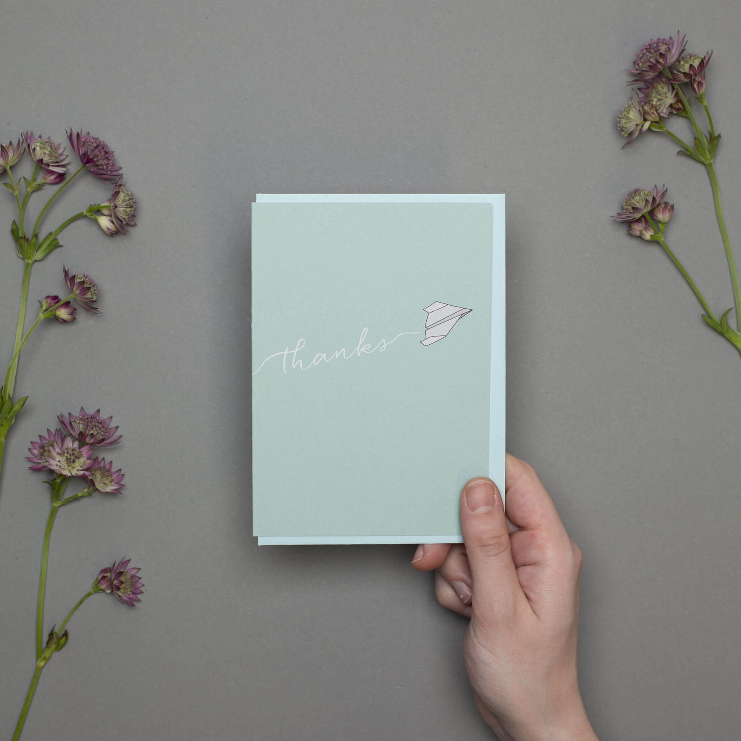 DANKESKARTE &quot;THANKS&quot; mit Papierflieger in mint von My Pretty Circus | GC-THA1618-MI