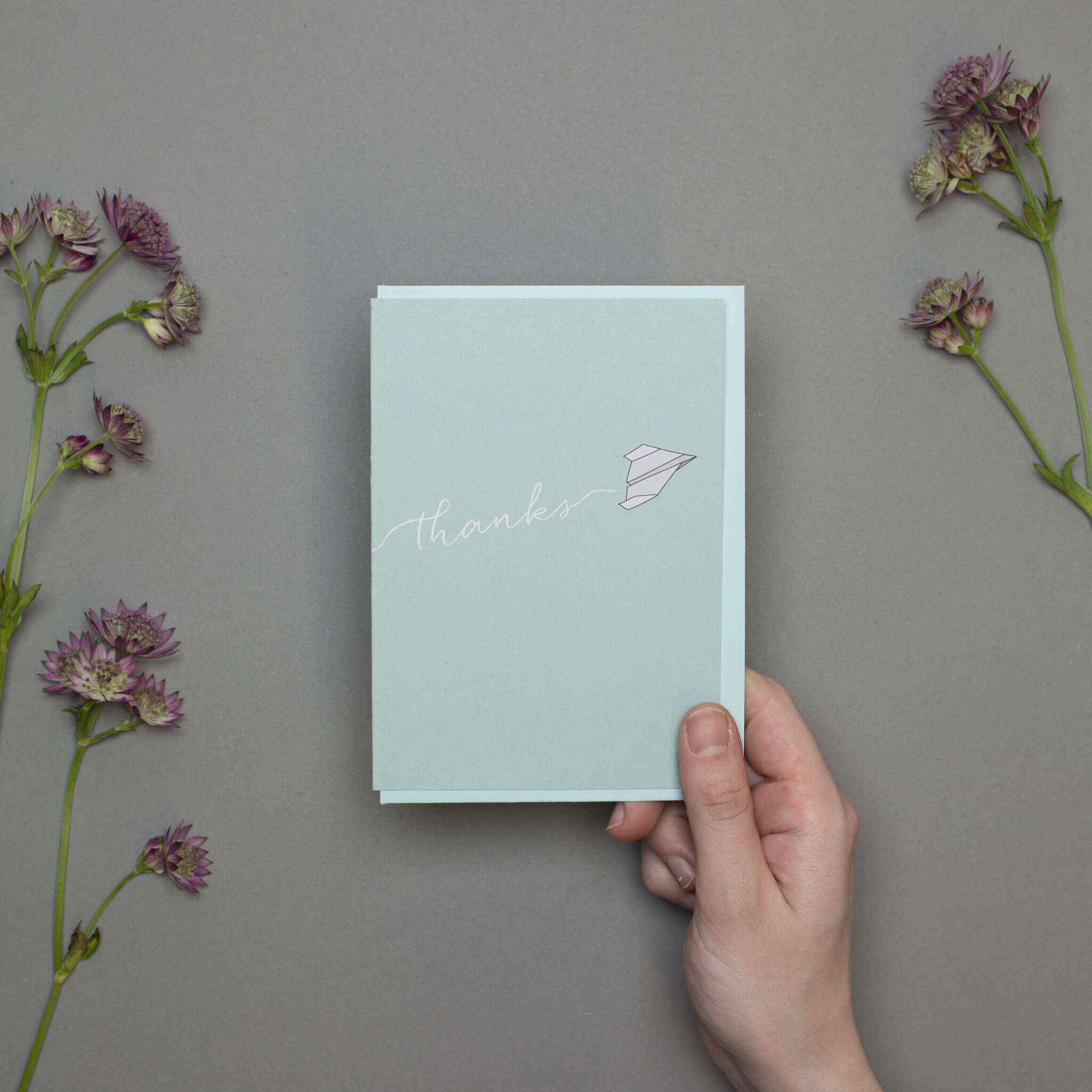 DANKESKARTE &quot;THANKS&quot; mit Papierflieger in mint von My Pretty Circus | GC-THA1618-MI