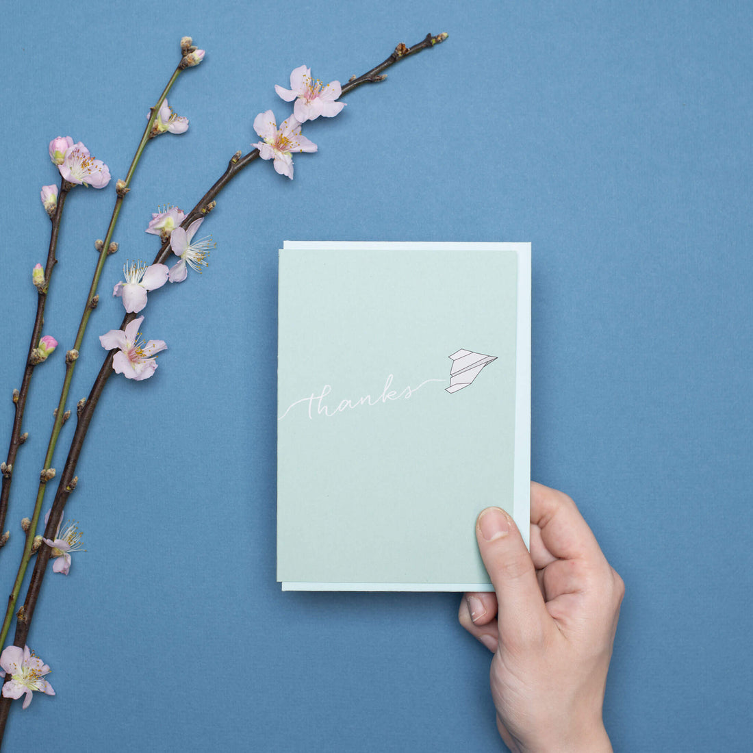 DANKESKARTE &quot;THANKS&quot; mit Papierflieger in mint von My Pretty Circus | GC-THA1618-MI