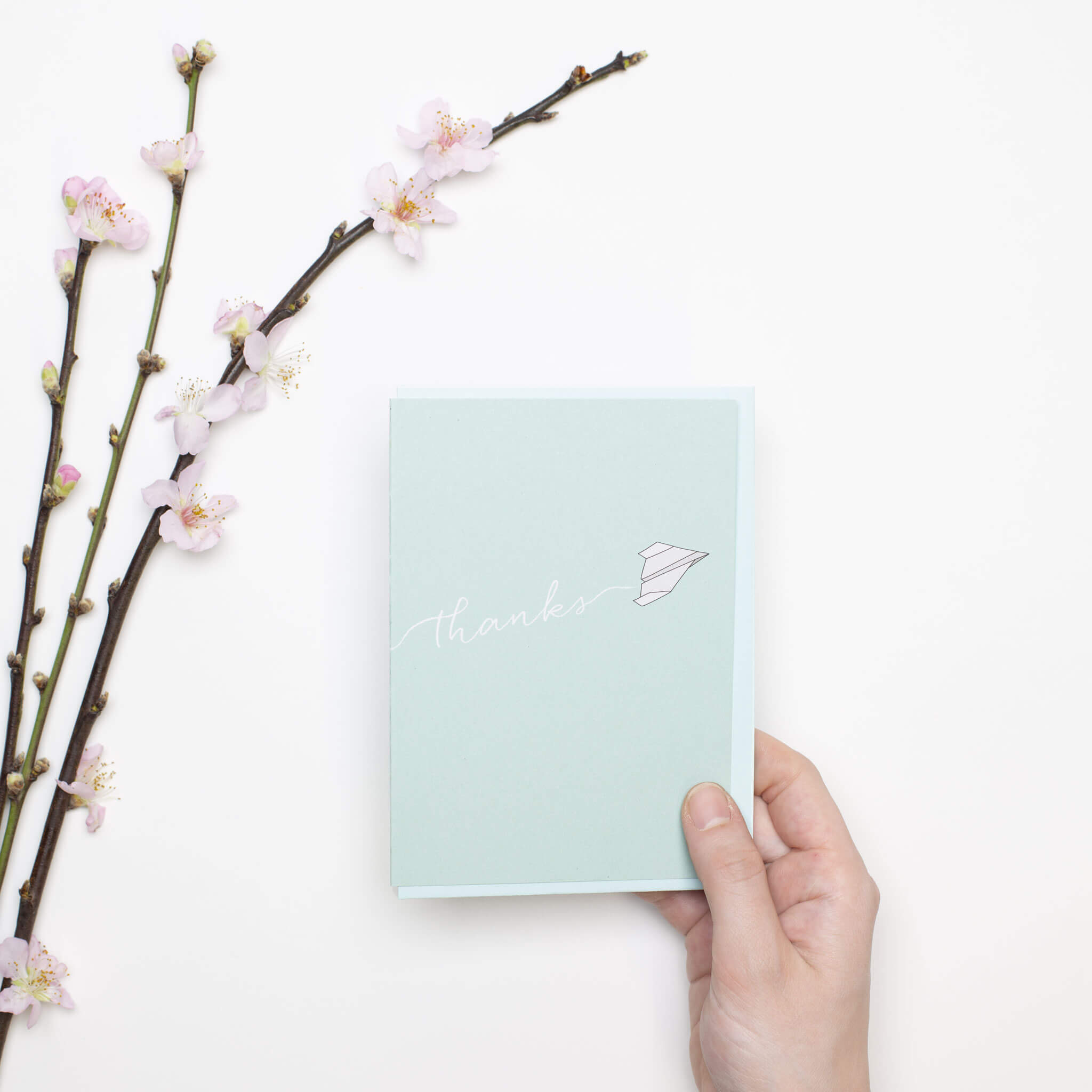 DANKESKARTE &quot;THANKS&quot; mit Papierflieger in mint von My Pretty Circus | GC-THA1618-MI