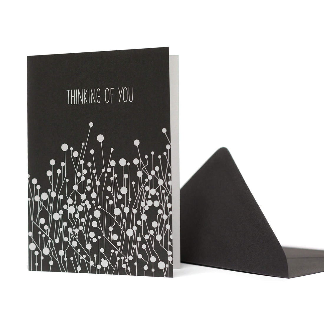 TRAUERKARTE &quot;THINKING OF YOU&quot; mit Dornen in schwarz von My Pretty Circus | GC-THO1619-BK