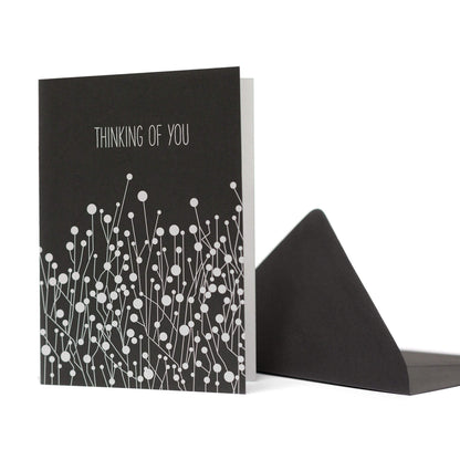 TRAUERKARTE &quot;THINKING OF YOU&quot; mit Dornen in schwarz von My Pretty Circus | GC-THO1619-BK