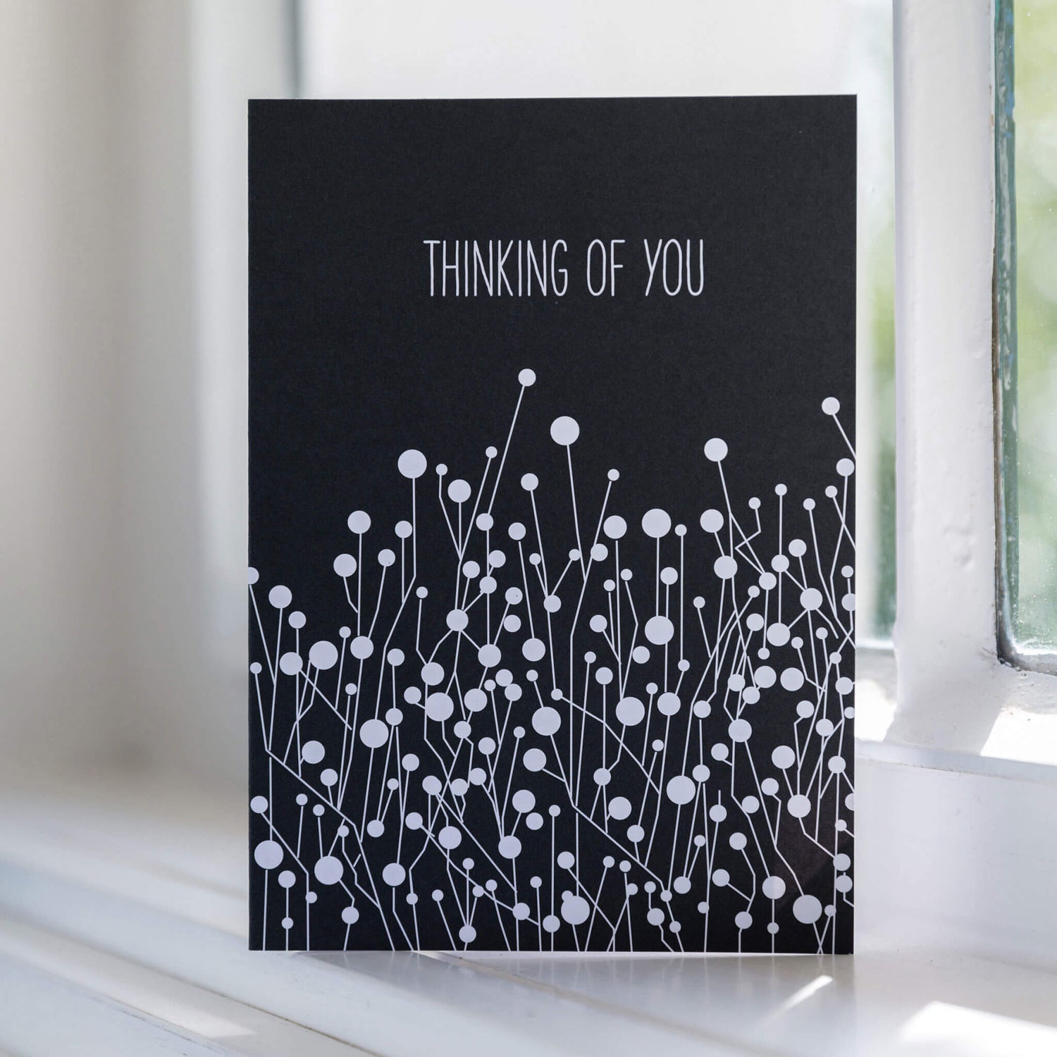 TRAUERKARTE &quot;THINKING OF YOU&quot; mit Dornen in schwarz von My Pretty Circus | GC-THO1619-BK