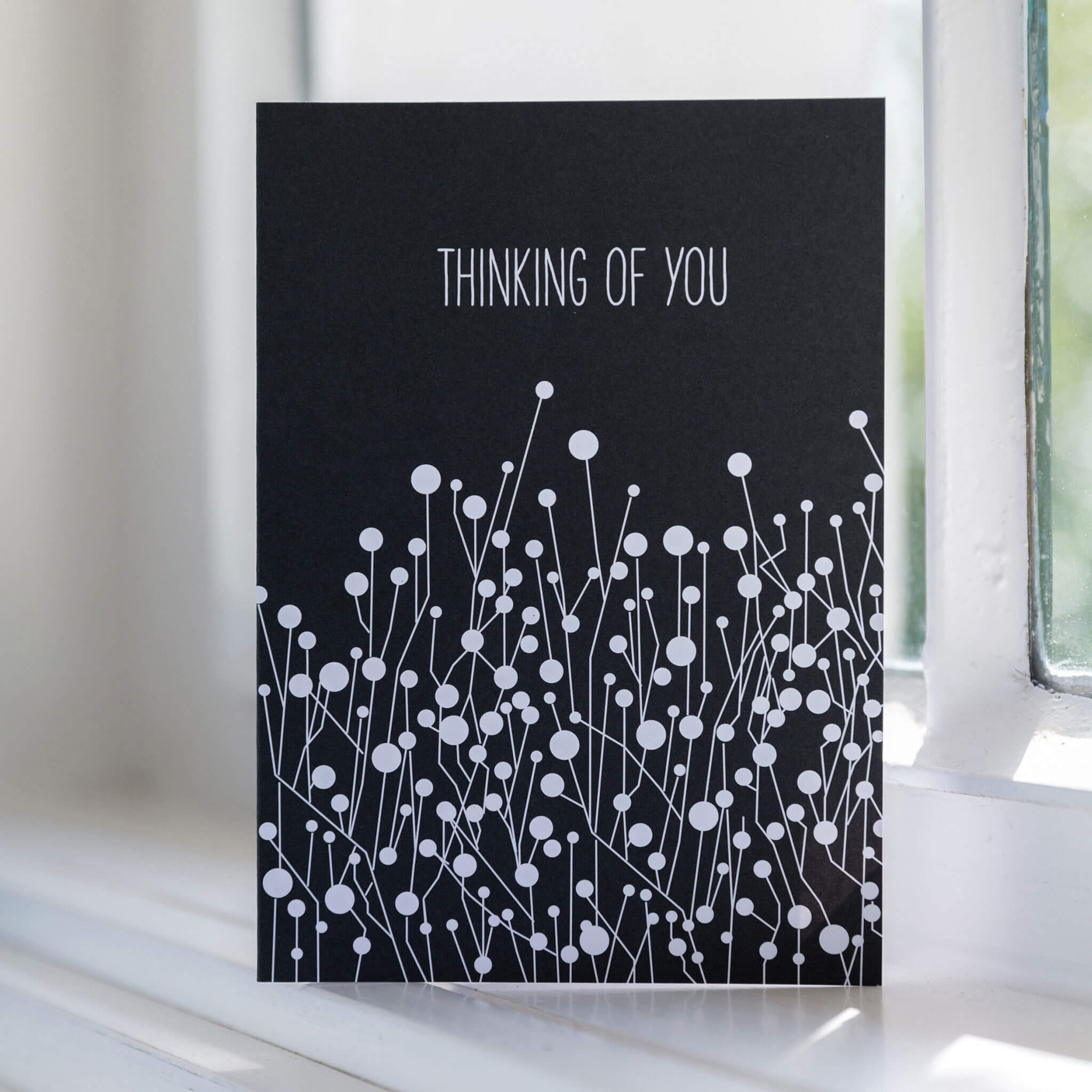 TRAUERKARTE &quot;THINKING OF YOU&quot; mit Dornen in schwarz von My Pretty Circus | GC-THO1619-BK