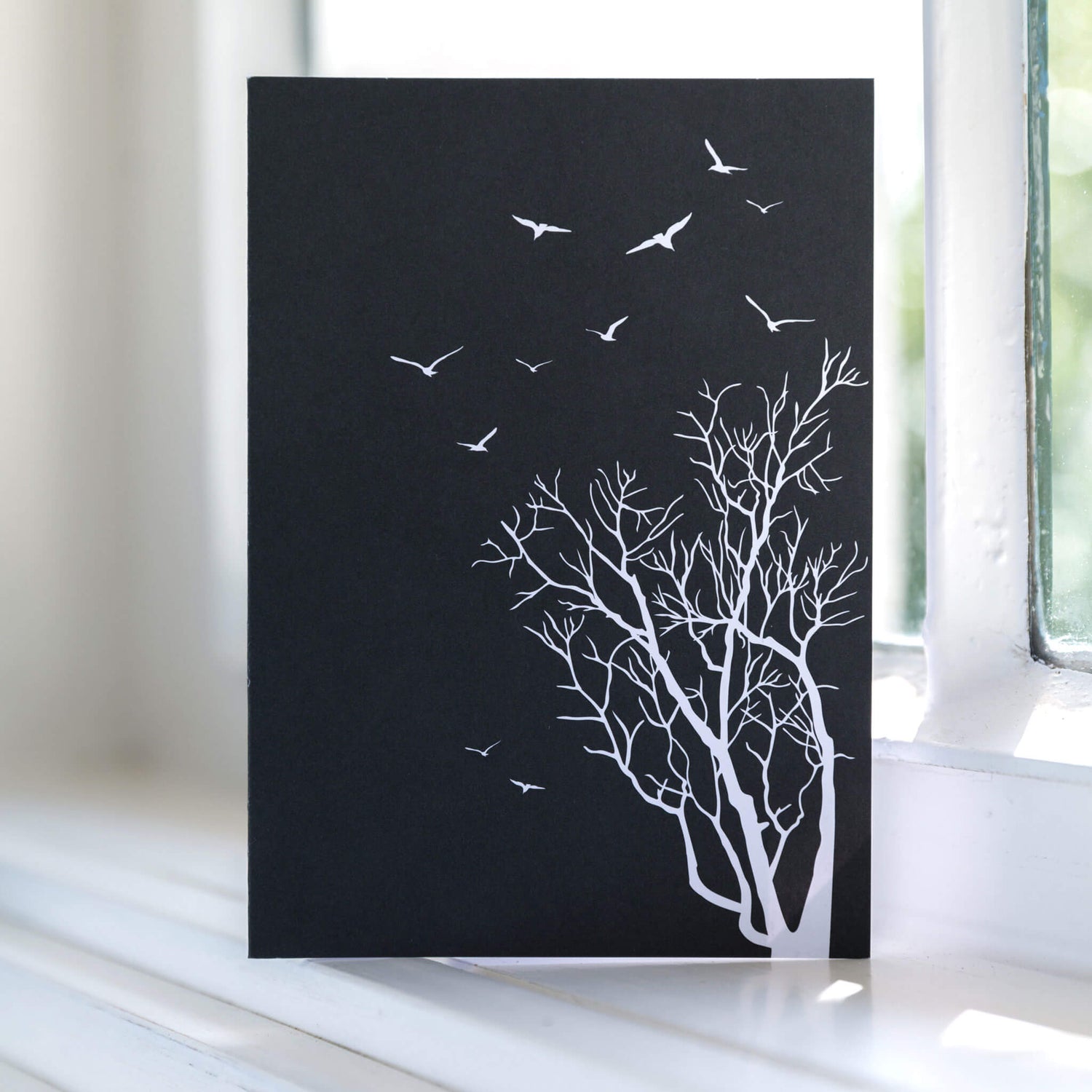 TRAUERKARTE WINTERBAUM ohne Text in schwarz  von My Pretty Circus | GC-WIN1610-BK