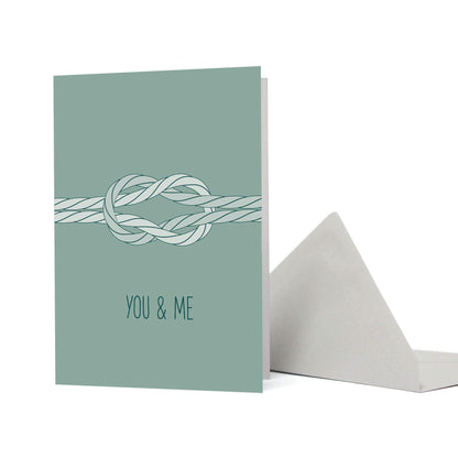 GRUSSKARTE &quot;YOU &amp; ME&quot; mit maritimem Kreuzknoten in rauchmint von My Pretty Circus | GC-YOU1940-SM