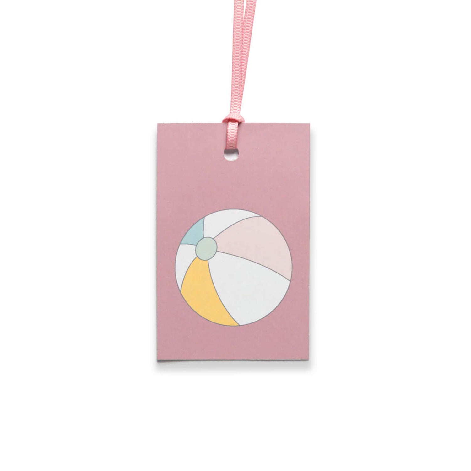 Geschenkanhänger &quot;Wasserball&quot; - 5er Set mit sommerlichem Beachball vor lila und farblich passendem Band - 100% Recyclingpapier von My Pretty Circus | GT-BEA008-LA
