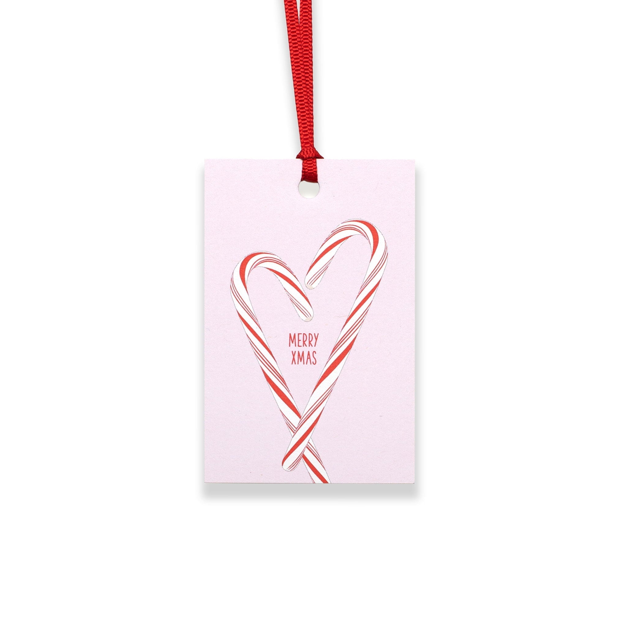 Geschenkanhänger Candy Cane &quot;Merry XMas&quot; - 5er Set mit Zuckerstangen vor rosa und farblich passendem Band - 100% Recyclingpapier von My Pretty Circus | GT-CAN2102-RO