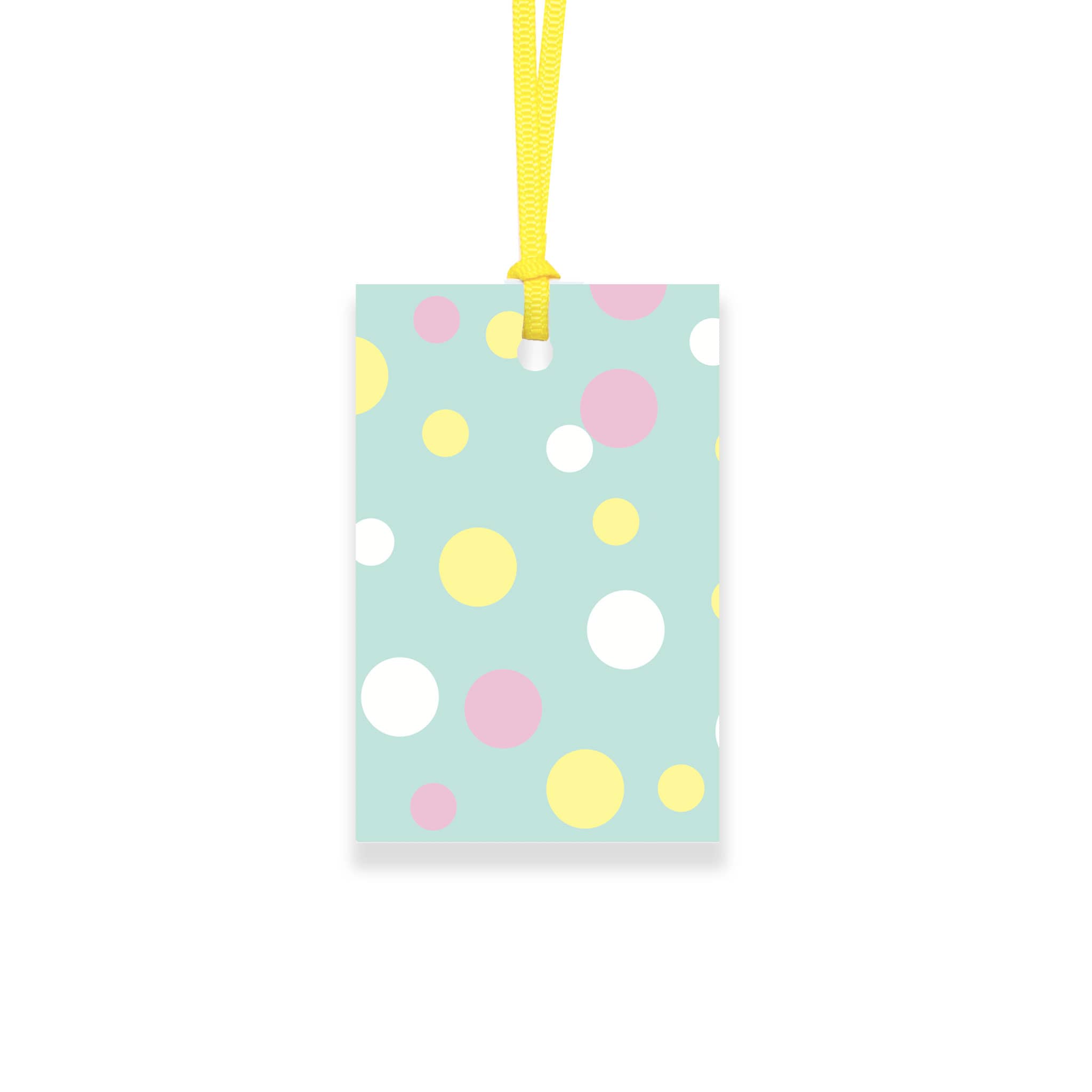 Geschenkanhänger &quot;Konfetti&quot; - 5er Set mit bunten Polkadots vor mint und frablich passendem Band - 100% Recyclingpapier von My Pretty Circus | GT-CON014-MI