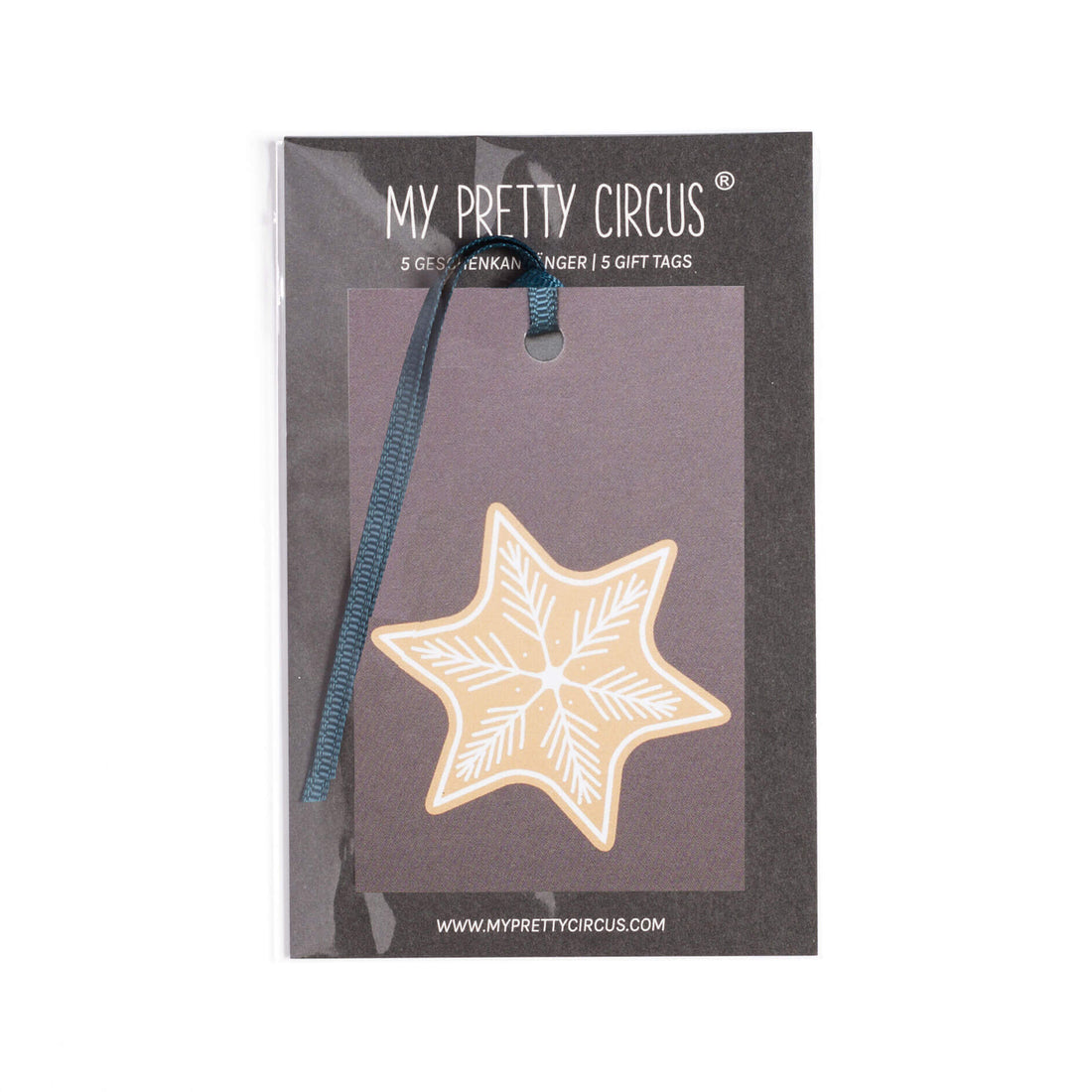 Geschenkanhänger &quot;Lebkuchen&quot; - 5er Set mit Stern aus Lebkuchen und farblich passendem Band - 100% Recyclingpapier von My Pretty Circus | GT-GIN2201-BR