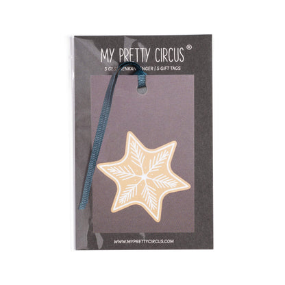Geschenkanhänger &quot;Lebkuchen&quot; - 5er Set mit Stern aus Lebkuchen und farblich passendem Band - 100% Recyclingpapier von My Pretty Circus | GT-GIN2201-BR