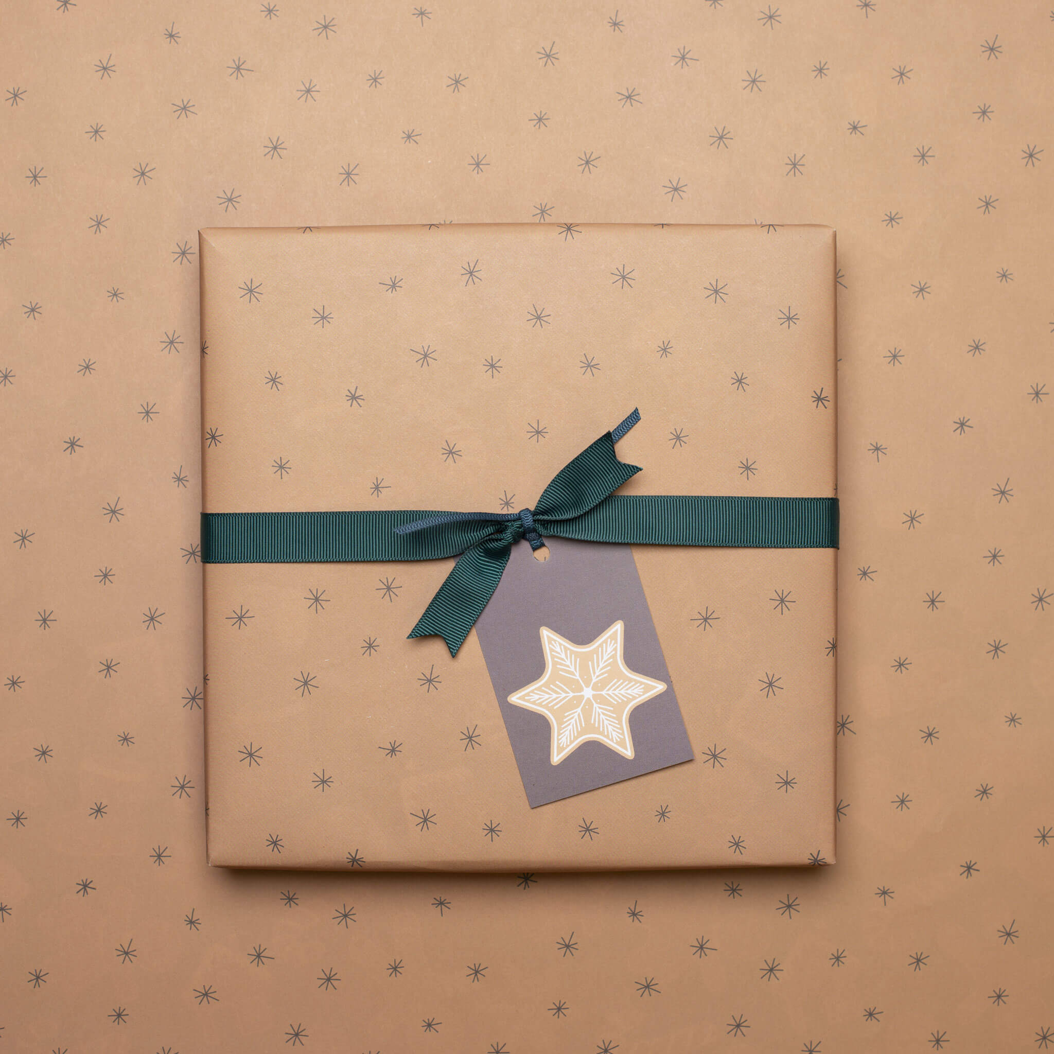 Geschenkanhänger &quot;Lebkuchen&quot; - 5er Set mit Stern aus Lebkuchen und farblich passendem Band - 100% Recyclingpapier von My Pretty Circus | GT-GIN2201-BR