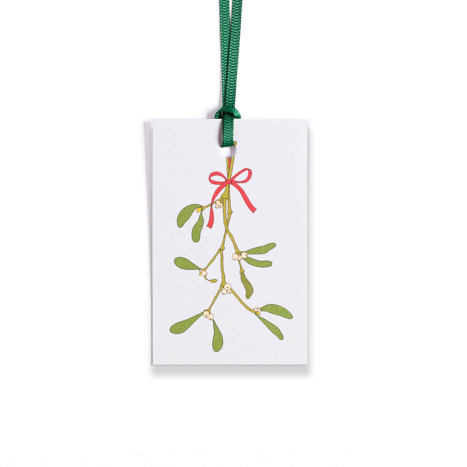 Geschenkanhänger &quot;Mistelzweig&quot; - 5er Set mit Mistelzweig vor mint und farblich passendem Band - 100% Recyclingpapier von My Pretty Circus | GT-MIS17-GR
