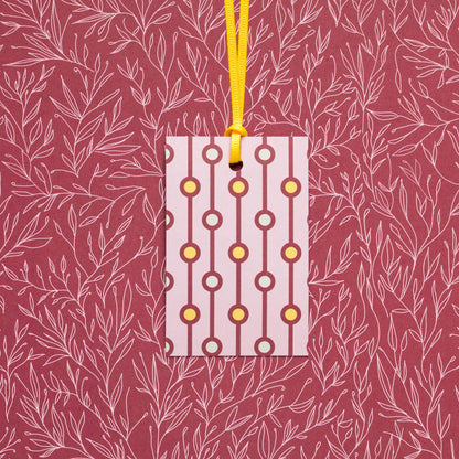 Geschenkanhänger &quot;Perlen&quot; - 5er Set mit rosa Perlenmuster und farblich passendem Band - 100% Recyclingpapier von My Pretty Circus | GT-PEA011-RO