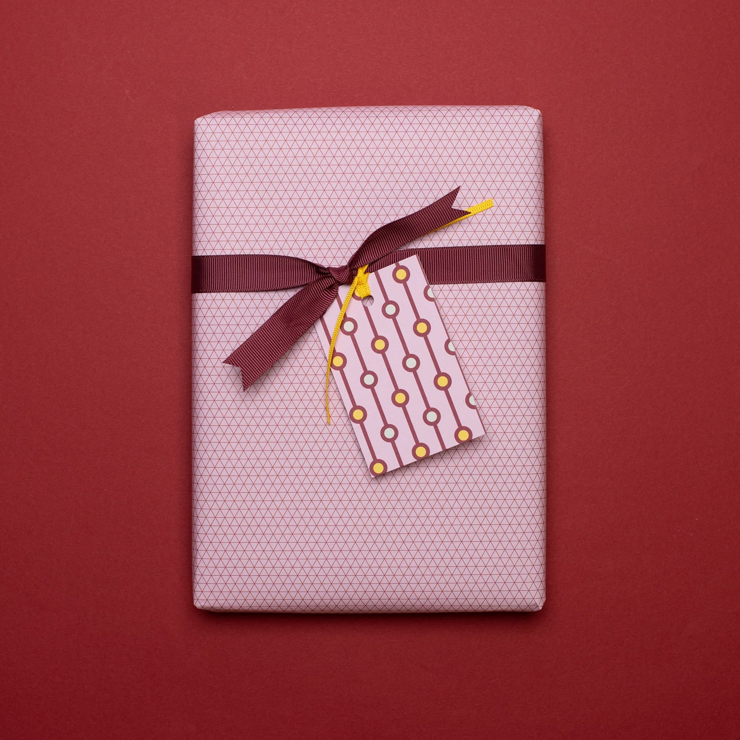 Geschenkanhänger &quot;Perlen&quot; - 5er Set mit rosa Perlenmuster und farblich passendem Band - 100% Recyclingpapier von My Pretty Circus | GT-PEA011-RO
