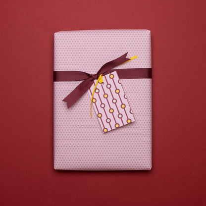 Geschenkanhänger &quot;Perlen&quot; - 5er Set mit rosa Perlenmuster und farblich passendem Band - 100% Recyclingpapier von My Pretty Circus | GT-PEA011-RO