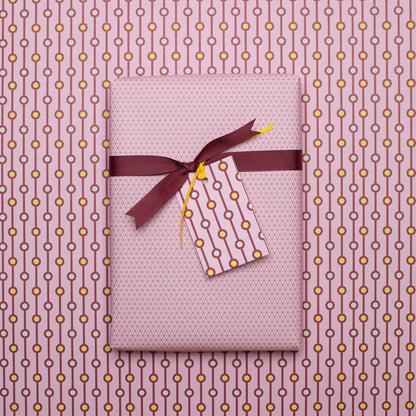 Geschenkanhänger &quot;Perlen&quot; - 5er Set mit rosa Perlenmuster und farblich passendem Band - 100% Recyclingpapier von My Pretty Circus | GT-PEA011-RO