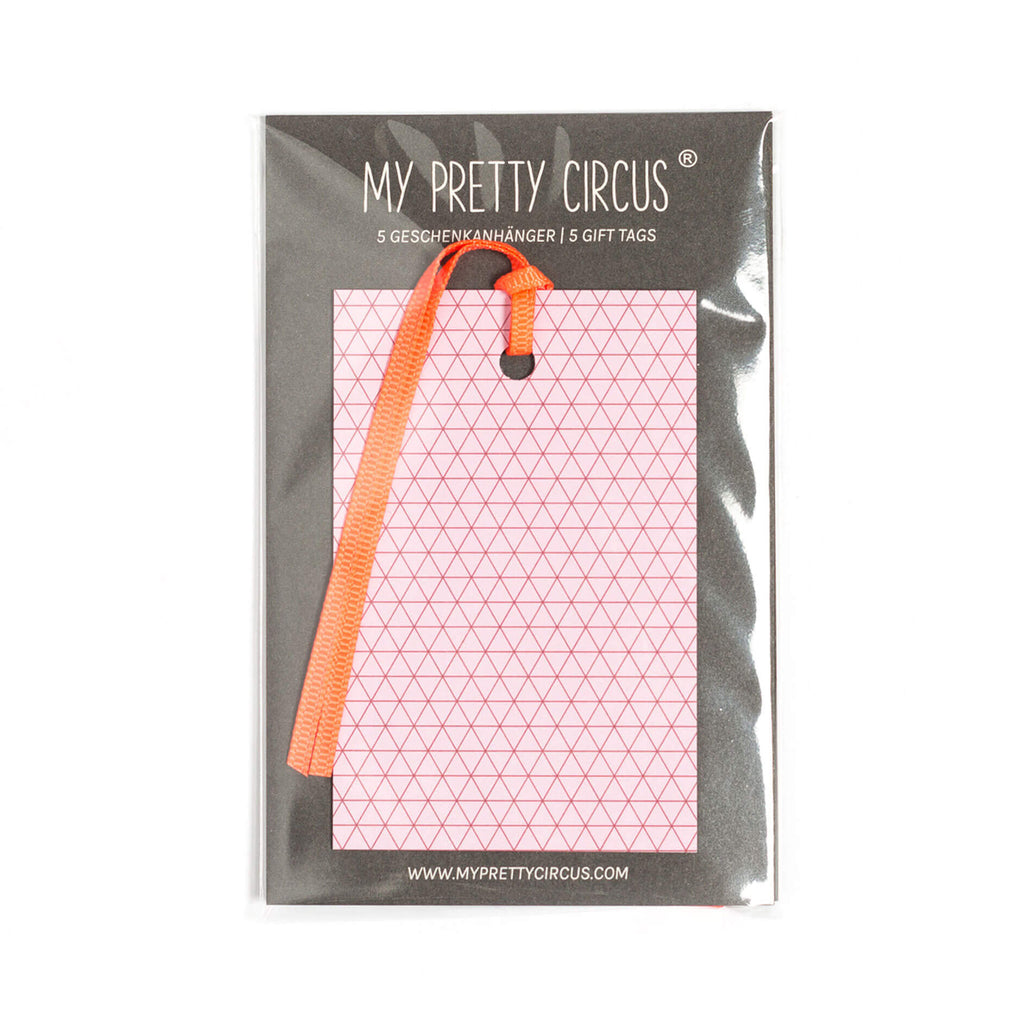 Geschenkanhänger "Dreiecke" - 5er Set in rosa mit Neonband - 100% Recyclingpapier von My Pretty Circus | GT-TRA004-RO