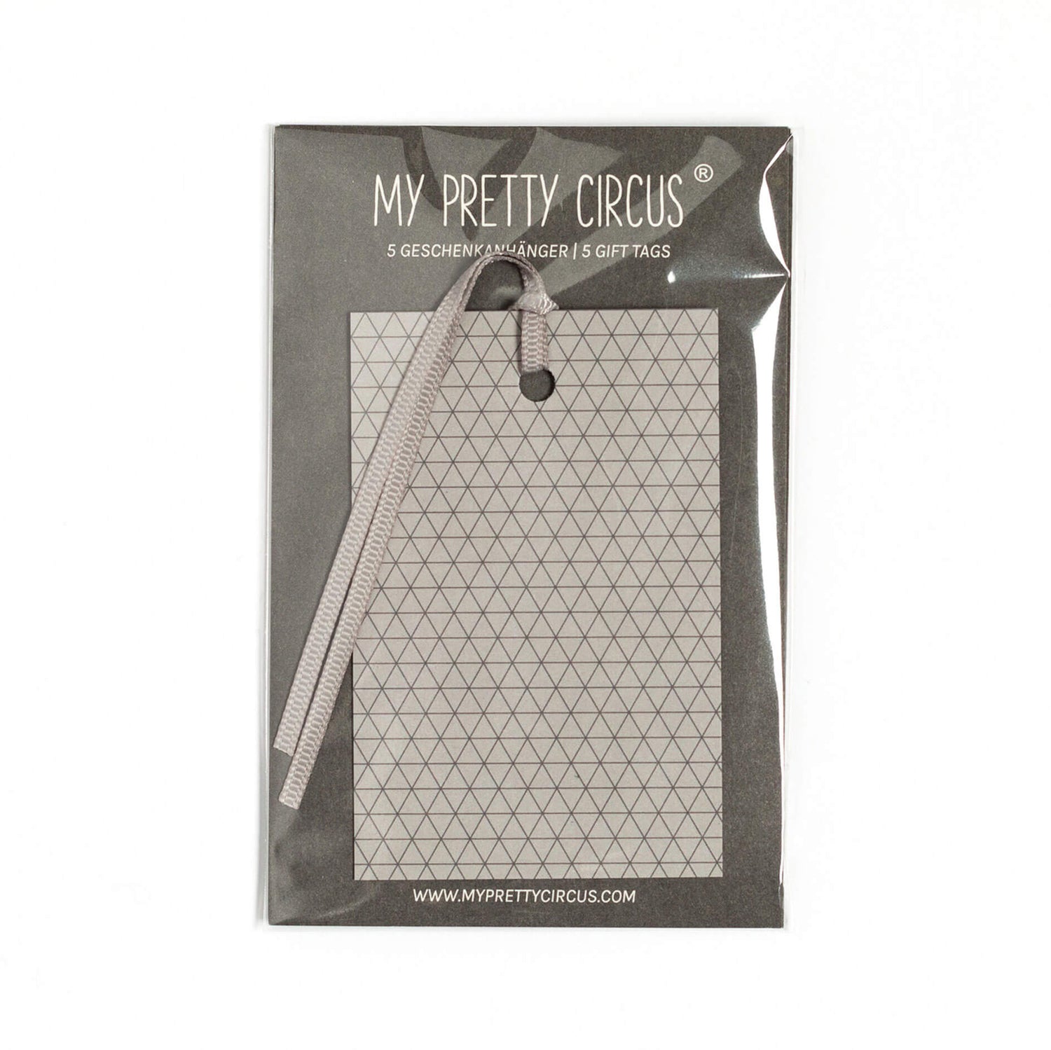 Geschenkanhänger &quot;Dreiecke&quot; - 5er Set in braun mit farblich passendem Band - 100% Recyclingpapier von My Pretty Circus | GT-TRA005-BR