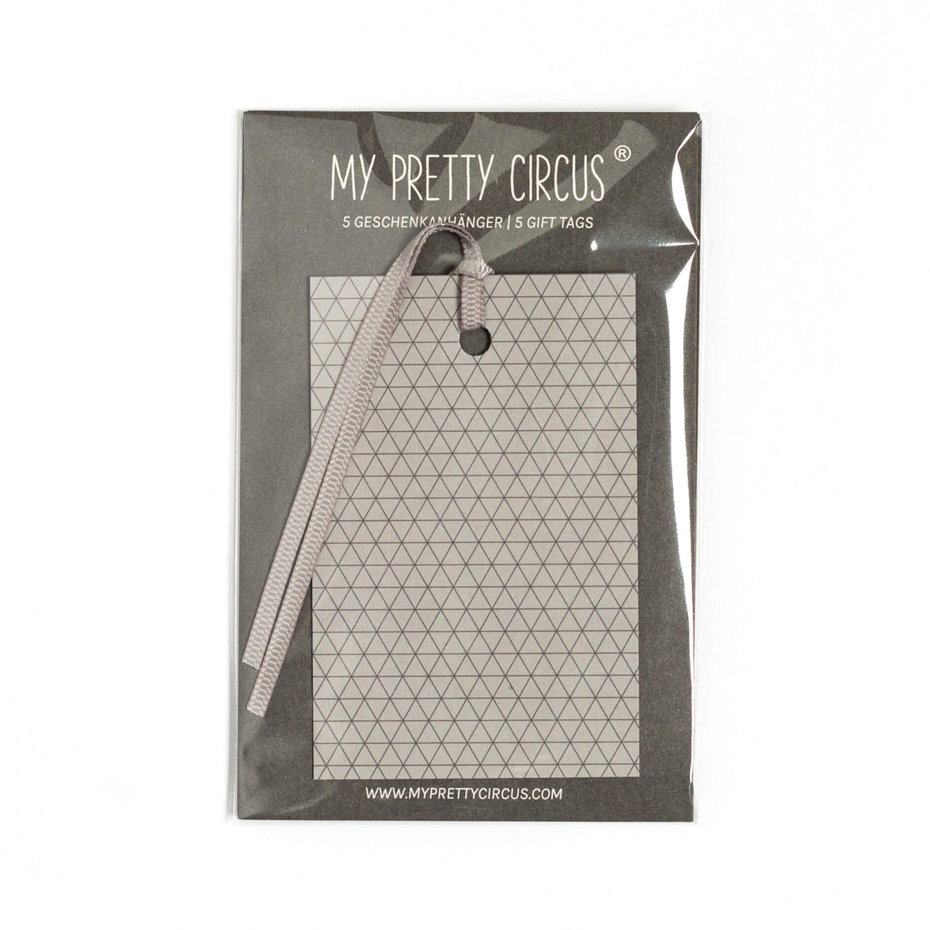 Geschenkanhänger &quot;Dreiecke&quot; - 5er Set in braun mit farblich passendem Band - 100% Recyclingpapier von My Pretty Circus | GT-TRA005-BR