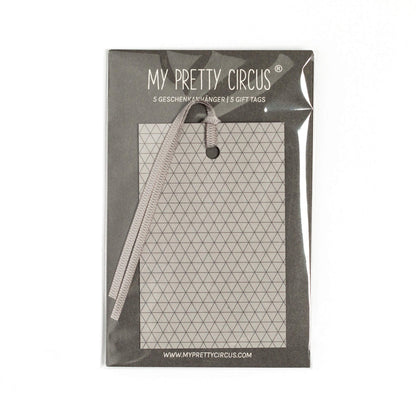Geschenkanhänger &quot;Dreiecke&quot; - 5er Set in braun mit farblich passendem Band - 100% Recyclingpapier von My Pretty Circus | GT-TRA005-BR