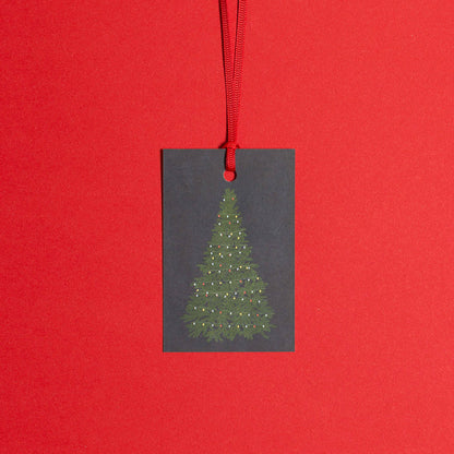 Geschenkanhänger &quot;Weihnachtsbaum&quot; - 5er Set mit Tannenbaum vor blau unf farblich passendem Band - 100% Recyclingpapier von My Pretty Circus | GT-XMA006-DB