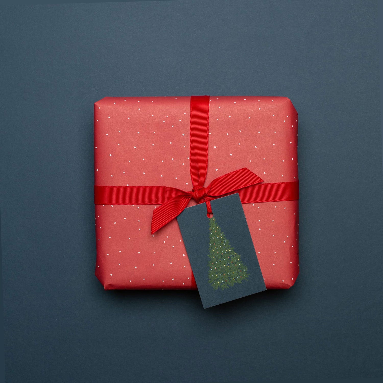 Geschenkanhänger &quot;Weihnachtsbaum&quot; - 5er Set mit Tannenbaum vor blau unf farblich passendem Band - 100% Recyclingpapier von My Pretty Circus | GT-XMA006-DB