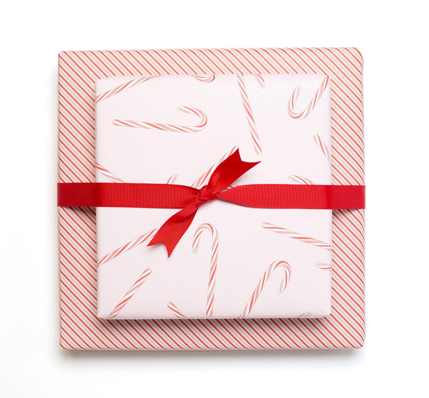 Geschenkpapier &quot;Zuckerstangen&quot; Candy Cane und Streifen in rot und rosa - doppelseitig bedruckt auf 100% Recyclingpapier  von My Pretty Circus | RW-CAN2140-RO