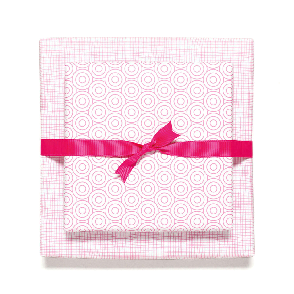 Geschenkpapier "Kreise und Netzmuster" in pink - doppelseitig bedruckt auf 100% Recyclingpapier  von My Pretty Circus | RW-CIR1606-PI