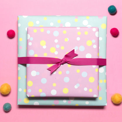 Geschenkpapier &quot;Konfetti&quot; in rosa &amp; mint - doppelseitig bedruckt auf 100% Recyclingpapier  von My Pretty Circus | RW-CON1618-LP