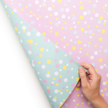 Geschenkpapier &quot;Konfetti&quot; in rosa &amp; mint - doppelseitig bedruckt auf 100% Recyclingpapier  von My Pretty Circus | RW-CON1618-LP