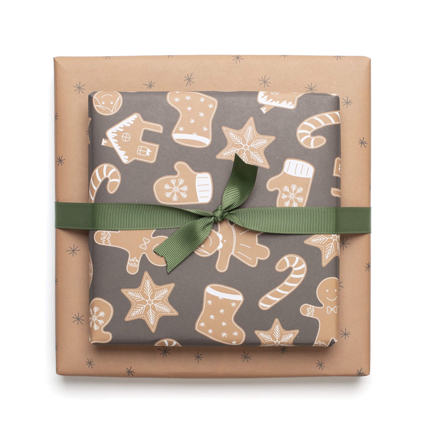 Geschenkpapier &quot;Lebkuchen&quot; mit Lebkuchenmuster in Brauntönen - doppelseitig bedruckt auf 100% Recyclingpapier  von My Pretty Circus | RW-GIN2244-BE