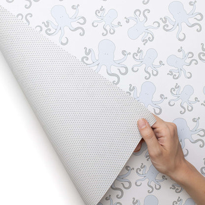 Geschenkpapier &quot;Krake&quot; und Sterne in weiß und blau - doppelseitig bedruckt auf 100% Recyclingpapier  von My Pretty Circus | RW-OCT1611-WH